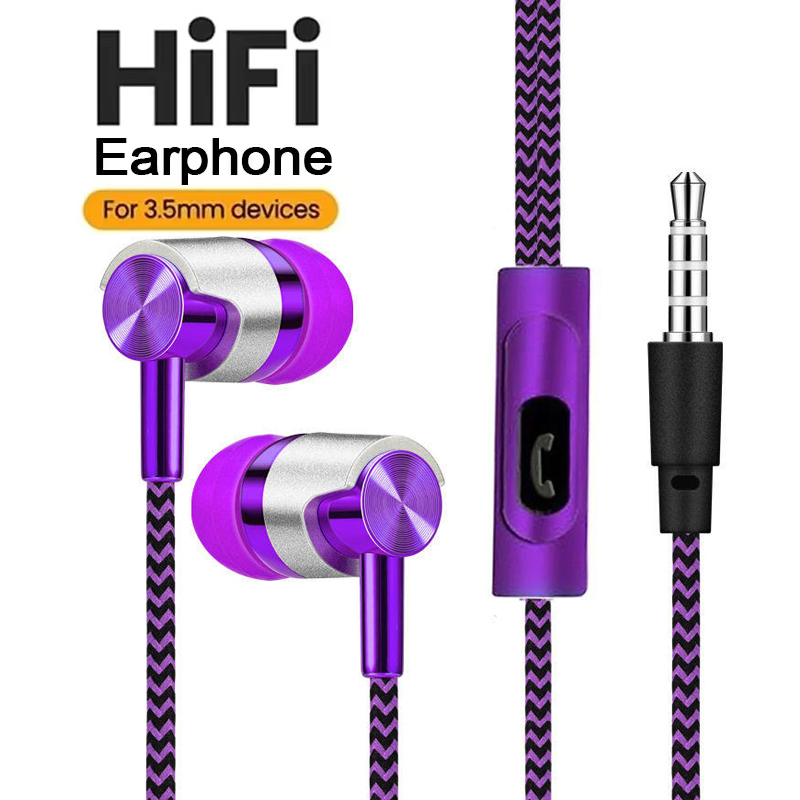 Wired Earphone Mic - سماعات أذن سلكية 3.5 ملم مع