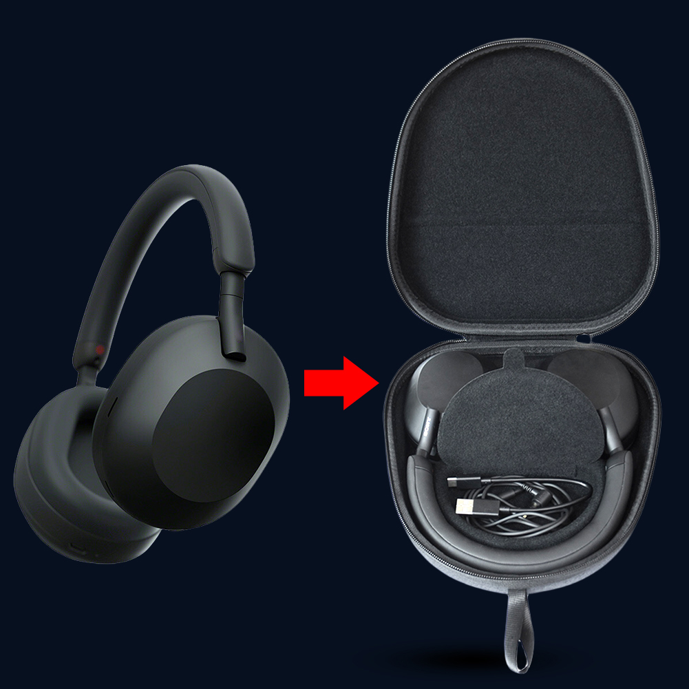 Sony Headphone Wh-1000Xm5 - حقيبة حمل صلبة مقاومة للصدمات، حافظة