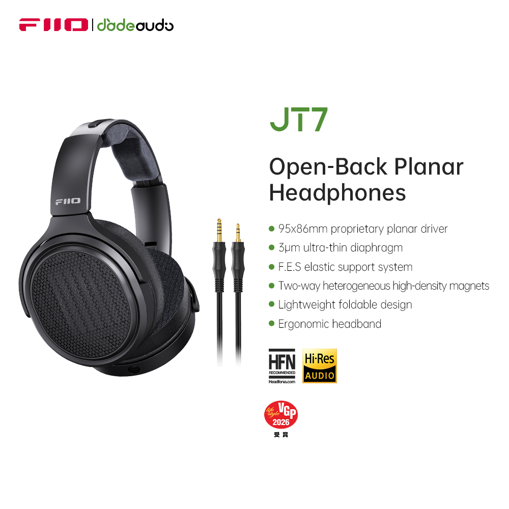 Audiophile Headphone Wired - سماعات رأس FiiO JT7 فوق الأذن