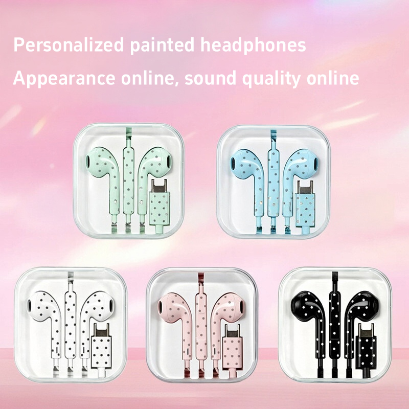 سماعات أذن لطيفة بنقاط البولكا - مراجعة Wired Earphone Mic وسعره